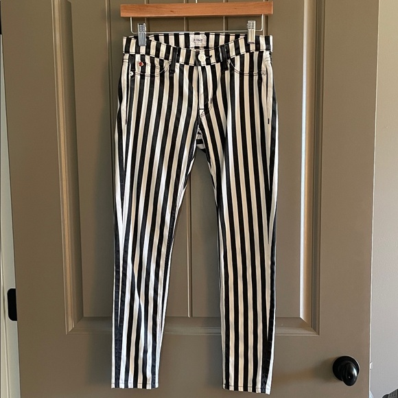 Hudson Jeans Black and White Striped Skinny Jeans - Picture 3 of 9